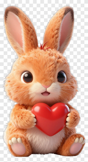 Cute Rabbit Holding A Red Heart PNG