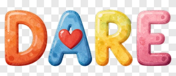Colorful Dare Letters With Heart PNG