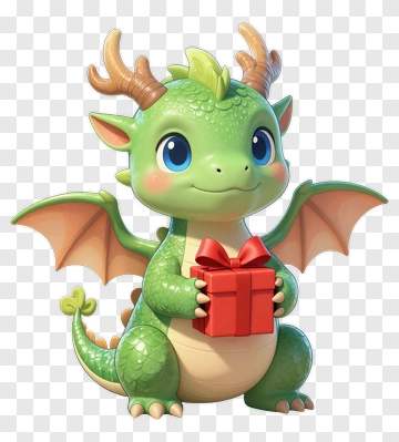 Cartoon Dragon Holding A Gift Box PNG