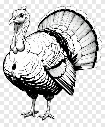 Black And White Turkey Illustration PNG