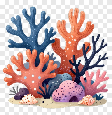 Colorful Coral Reef Composition PNG