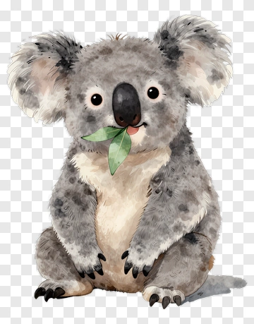Cute Koala Holding A Leaf PNG