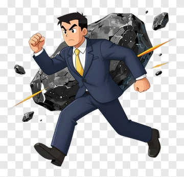 Businessman Running With A Rock PNG