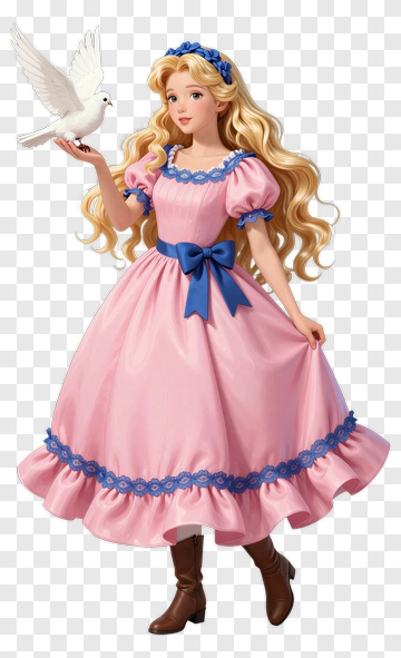 Princess Holding A White Dove PNG