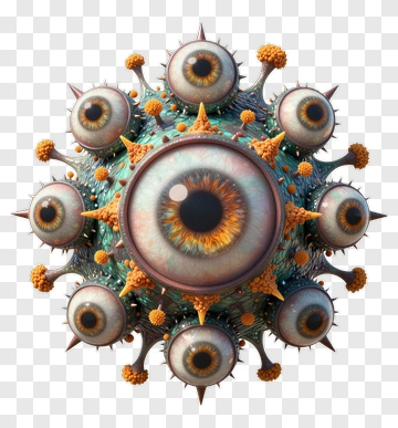 3D Creature With Multiple Eyes And Spikes PNG