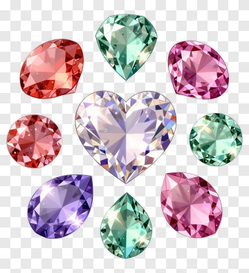 Colorful Gemstones In Various Shapes PNG