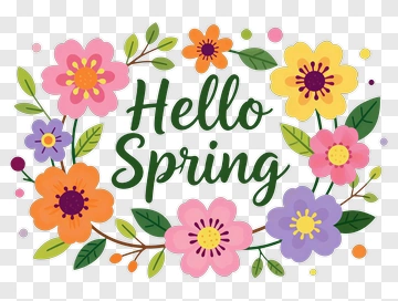 Hello Spring Floral Design PNG