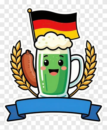 Cartoon Beer Mug With German Flag And Sausage PNG