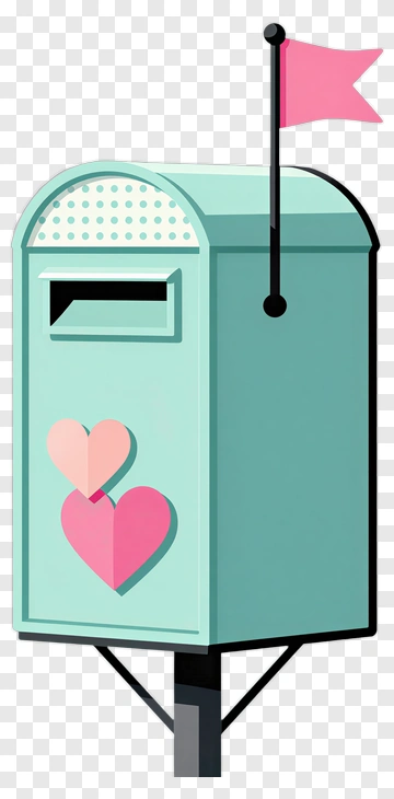 Colorful Mailbox With Hearts And Flag PNG