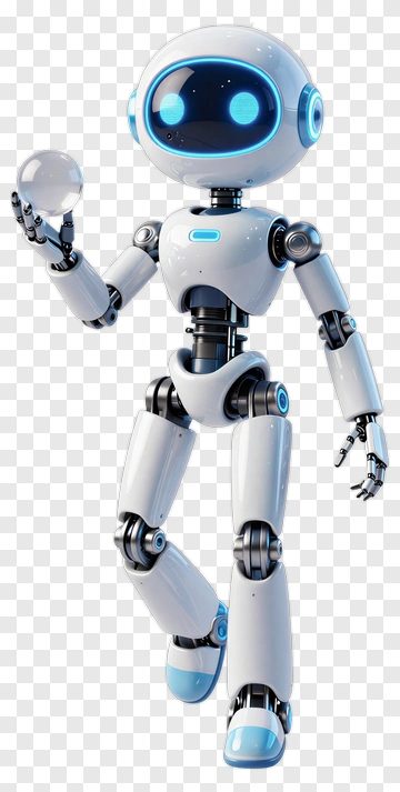 3D Robot Holding A Glass Sphere PNG