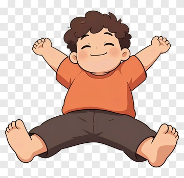 Cartoon Boy Sitting With Arms Outstretched PNG