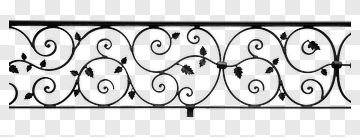 Decorative Wrought Iron Railing With Vine Design PNG
