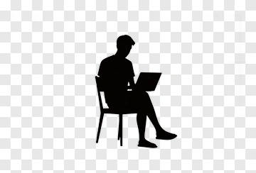 Silhouette Of A Person Sitting With A Laptop PNG