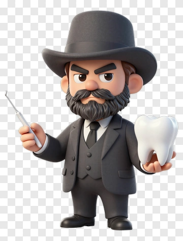 Cartoon Dentist Holding A Tooth And Dental Tool PNG