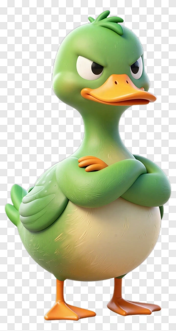Cartoon Duck With Crossed Arms PNG