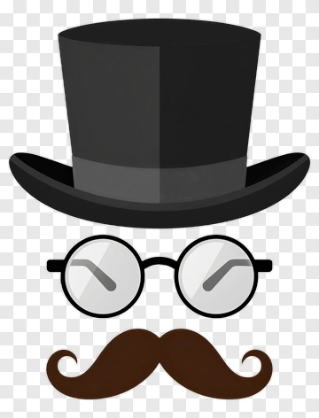 Black Top Hat, Glasses, And Mustache PNG