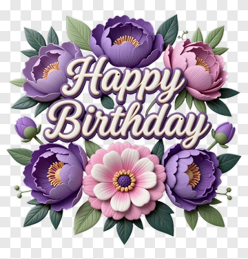 Happy Birthday Floral Arrangement PNG