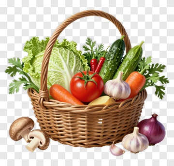 Vegetable Basket With Fresh Produce PNG