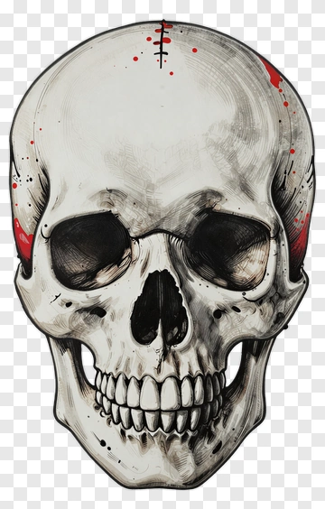 Skull With Red Accents PNG