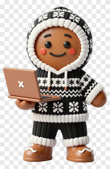 Gingerbread Character Holding A Laptop PNG