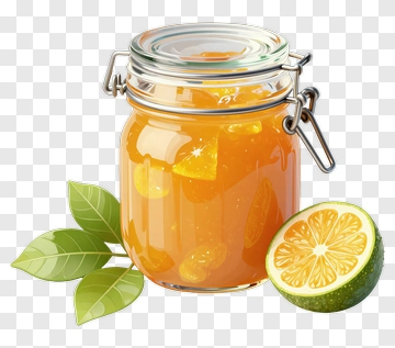 Jar Of Orange Jam With Lime Slice PNG