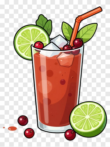 Colorful Cocktail With Lime And Berries PNG