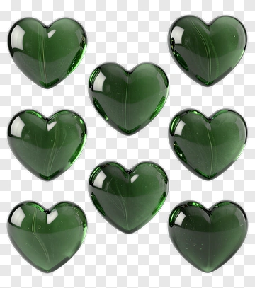 Green Heart Shaped Glass Stones PNG