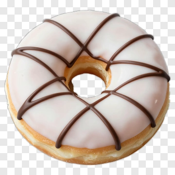 Donut With Pink Icing And Chocolate Drizzle PNG