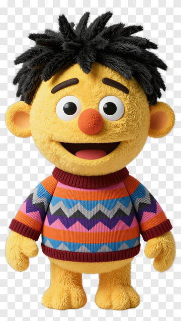 Cartoon Character With Colorful Sweater PNG