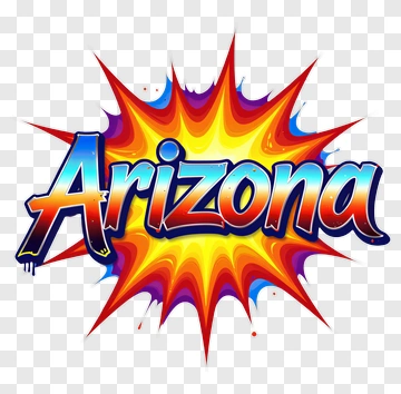 Arizona Text With Colorful Explosion Background PNG