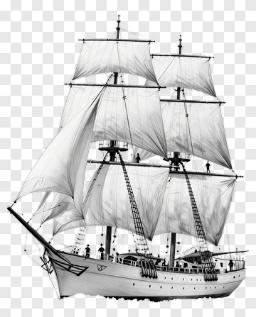 Sailing Ship With White Sails PNG