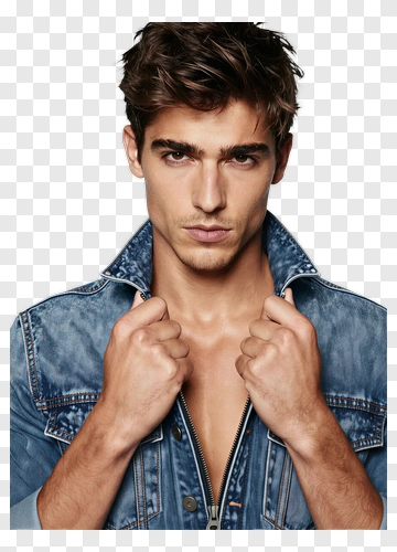 Man In Denim Jacket PNG
