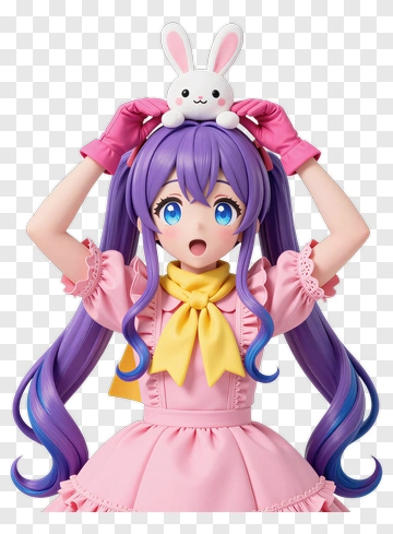 Anime Girl Holding A Bunny PNG