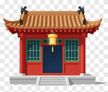 Traditional Asian Building With Lantern PNG