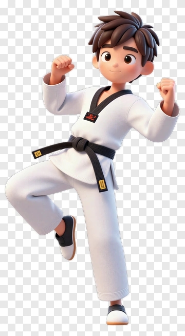 3D Karate Kid In Action Pose PNG