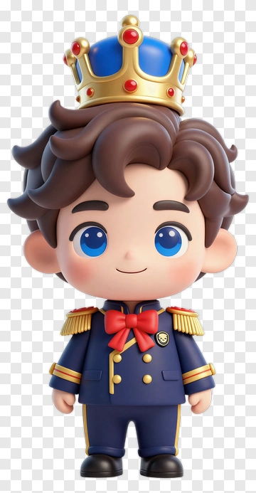 Cartoon Prince With Crown PNG