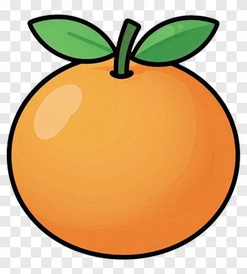 Cartoon Orange With Leaves PNG