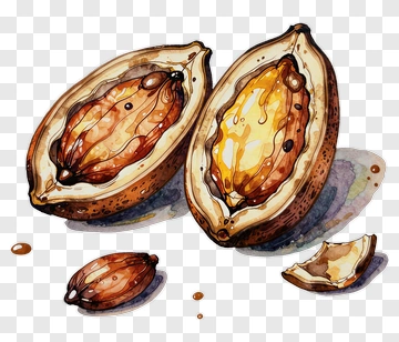 Watercolor Cocoa Pod With Seeds PNG