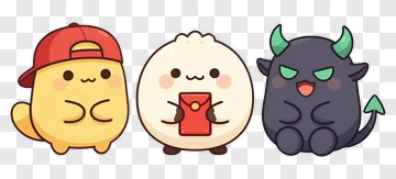 Cute Cartoon Characters Group PNG
