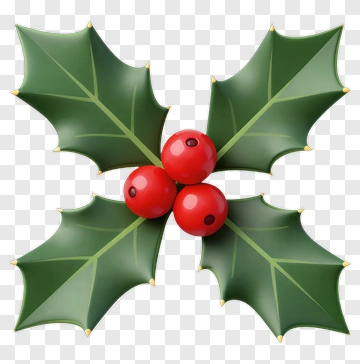 Holly Leaves With Red Berries PNG