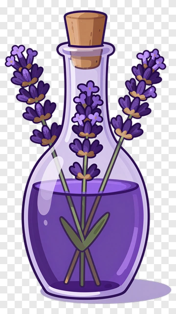Lavender Flowers In A Glass Bottle PNG