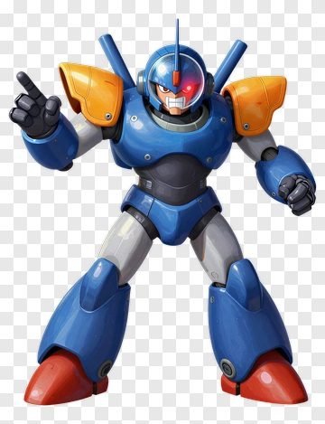 Cartoon Robot Standing In A Heroic Pose PNG