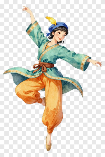 Dancing Girl In Traditional Outfit PNG