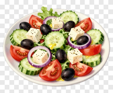 Fresh Salad With Tomatoes, Cucumbers, And Feta Cheese PNG