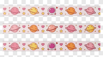 Colorful Space Themed Decorative Ribbon PNG