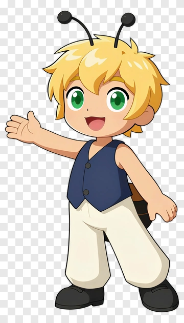Cartoon Boy With Bee Antenna PNG