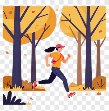 Woman Running In A Forest PNG