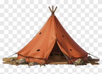 Orange Camping Tent PNG