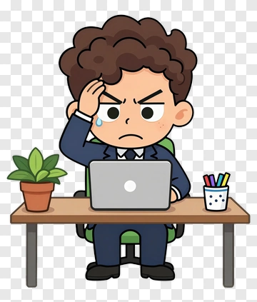 Frustrated Businessman Working At A Desk PNG