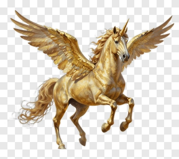 Golden Pegasus Flying PNG